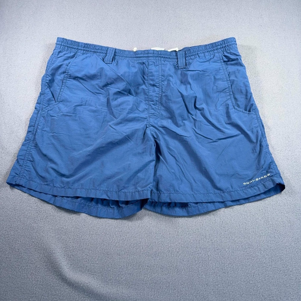 Columbia PFG Swim Trunks Mens L Blue Omni Shade 39x16.5 Fishing Shorts